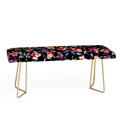 Ninola Design Watercolor Hibiscus Floral Dark Bench
