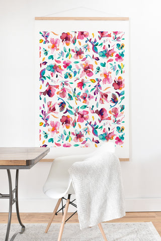 Ninola Design Watercolor Hibiscus Floral Pink Art Print And Hanger