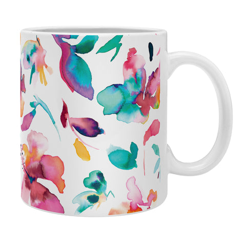 Ninola Design Watercolor Hibiscus Floral Pink Coffee Mug