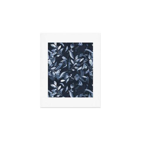 Ninola Design Watercolor Leaves Blue Navy Art Print