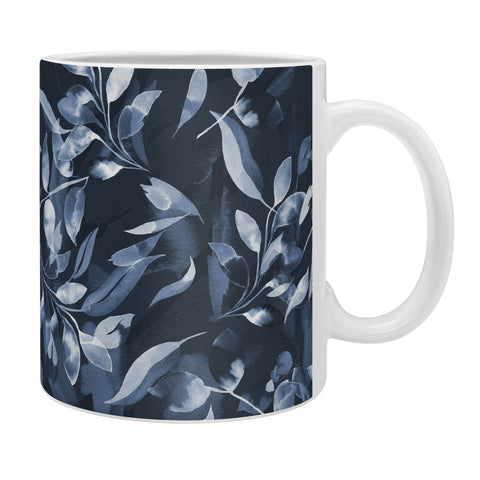 Ninola Design Watercolor Leaves Blue Navy Coffee Mug