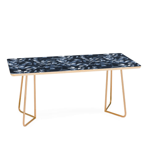 Ninola Design Watercolor Leaves Blue Navy Coffee Table