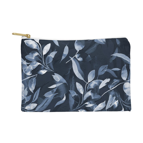 Ninola Design Watercolor Leaves Blue Navy Pouch