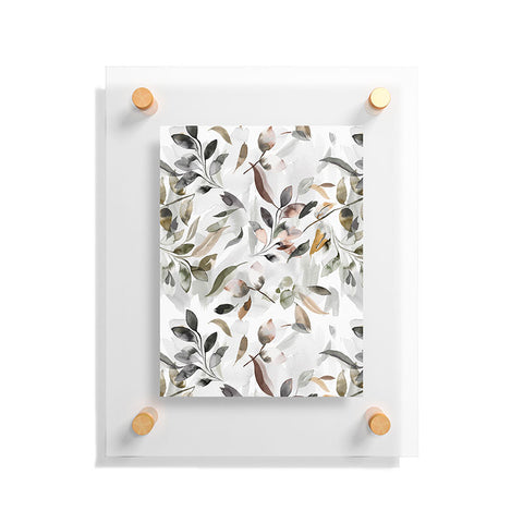 Ninola Design Watercolor Leaves Green gray Floating Acrylic Print