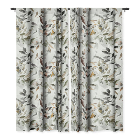 Ninola Design Watercolor Leaves Green gray Blackout Non Repeat