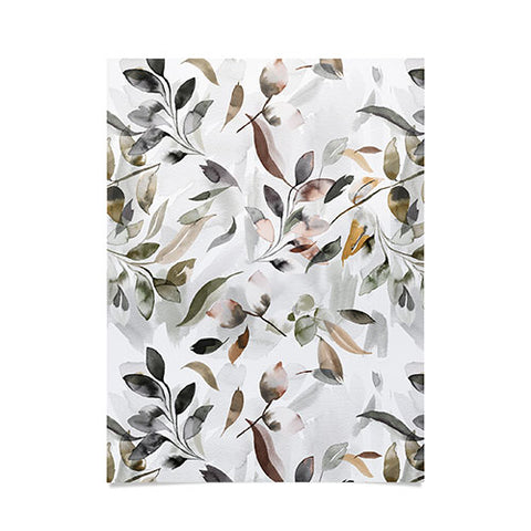 Ninola Design Watercolor Leaves Green gray Poster