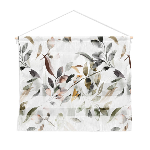 Ninola Design Watercolor Leaves Green gray Wall Hanging Landscape