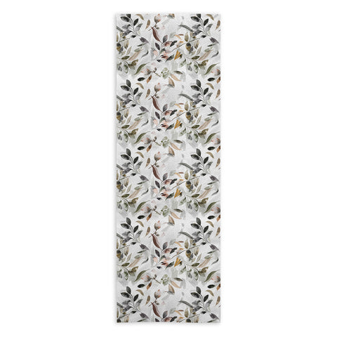 Ninola Design Watercolor Leaves Green gray Yoga Towel