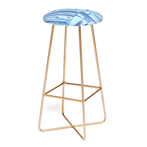 Ninola Design Watercolor Linear Blue Bar Stool