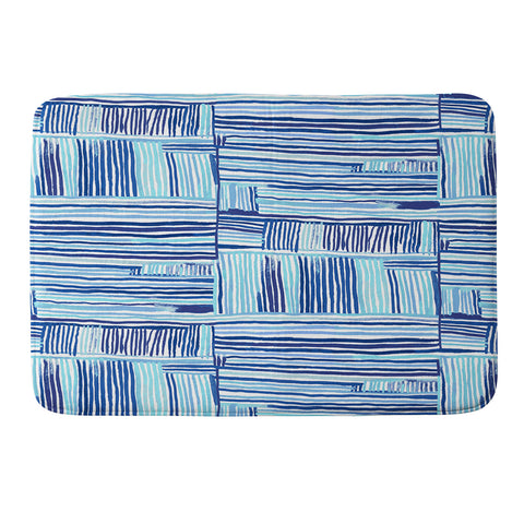 Ninola Design Watercolor Linear Blue Memory Foam Bath Mat