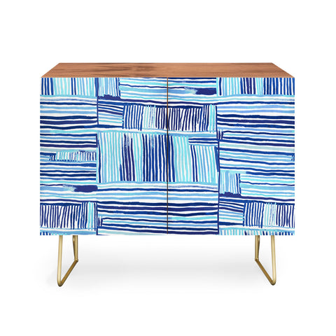 Ninola Design Watercolor Linear Blue Credenza