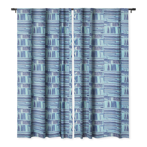 Ninola Design Watercolor Linear Blue Blackout Window Curtain