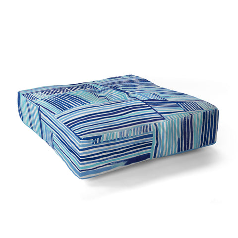 Ninola Design Watercolor Linear Blue Floor Pillow Square