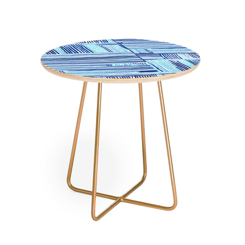 Ninola Design Watercolor Linear Blue Round Side Table