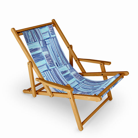 Ninola Design Watercolor Linear Blue Sling Chair