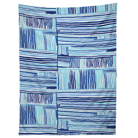 Ninola Design Watercolor Linear Blue Tapestry