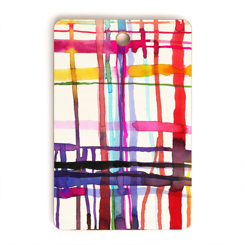 Ninola Design Watercolor Lines Geometry Painting Cutting Board Rectangle