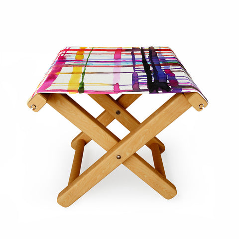 Ninola Design Watercolor Lines Geometry Painting Folding Stool