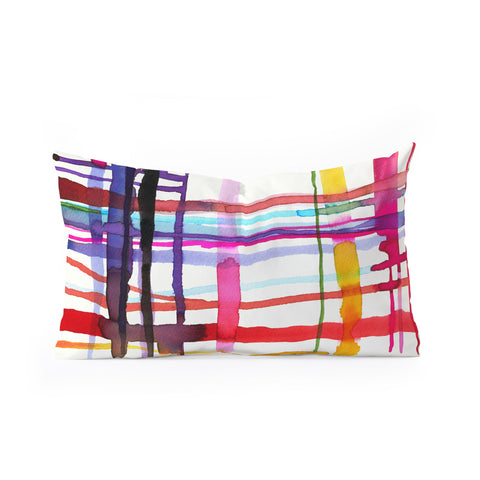 Ninola Design Watercolor Lines Geometry Painting Oblong Throw Pillow