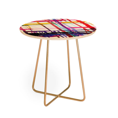 Ninola Design Watercolor Lines Geometry Painting Round Side Table