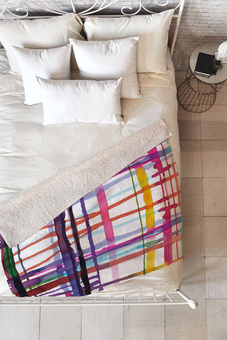 Ninola Design Watercolor Lines Geometry Painting Fleece Throw Blanket