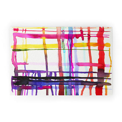 Ninola Design Watercolor Lines Geometry Painting Welcome Mat
