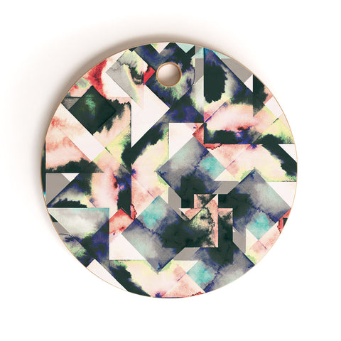 Ninola Design Watercolor Marble Tiles Cutting Board Round