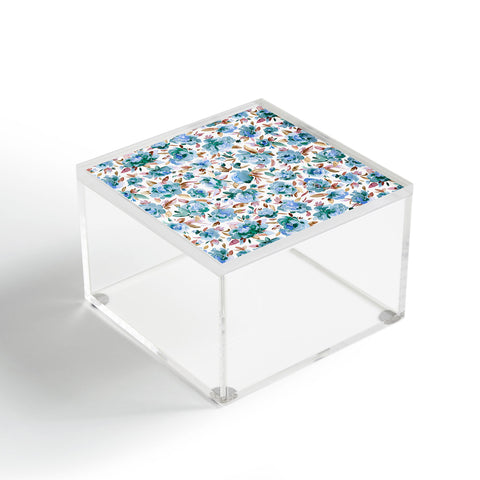 Ninola Design Watercolor Peonies Sky Blue Acrylic Box