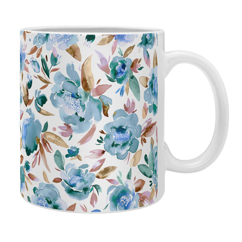 Ninola Design Watercolor Peonies Sky Blue Coffee Mug