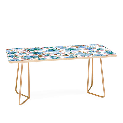 Ninola Design Watercolor Peonies Sky Blue Coffee Table