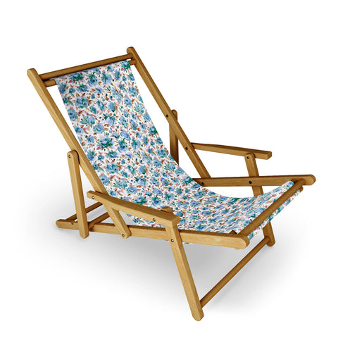Ninola Design Watercolor Peonies Sky Blue Sling Chair