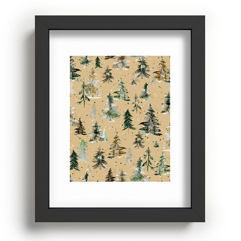 Ninola Design Watercolor Pines Spruces Beige Recessed Framing Rectangle