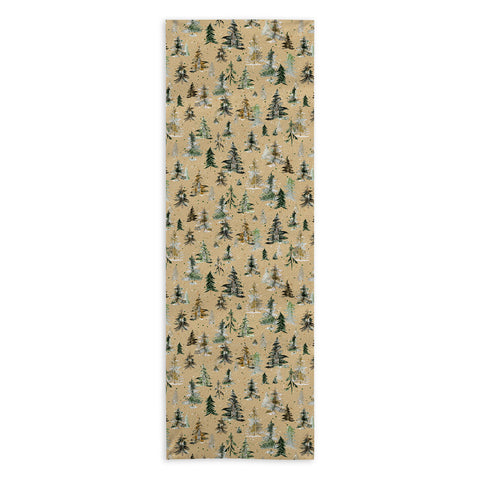 Ninola Design Watercolor Pines Spruces Beige Yoga Towel