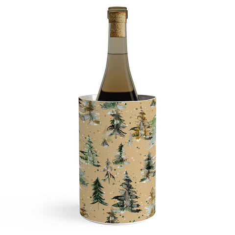 Ninola Design Watercolor Pines Spruces Beige Wine Chiller