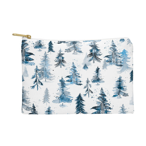 Ninola Design Watercolor Pines Spruces Blue Pouch