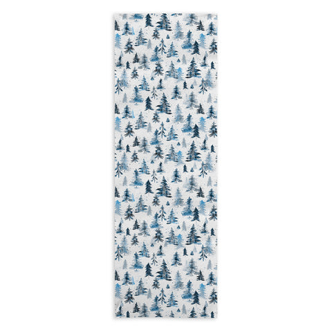 Ninola Design Watercolor Pines Spruces Blue Yoga Towel