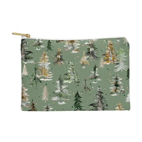 Ninola Design Watercolor Pines Spruces Green Pouch