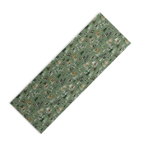 Ninola Design Watercolor Pines Spruces Green Yoga Mat