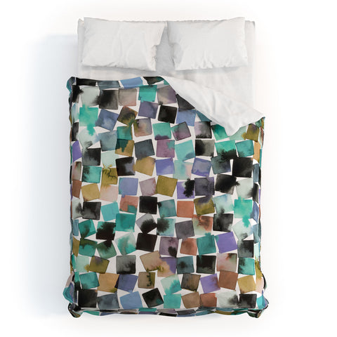 Ninola Design Watercolor plaids Blue Duvet Cover