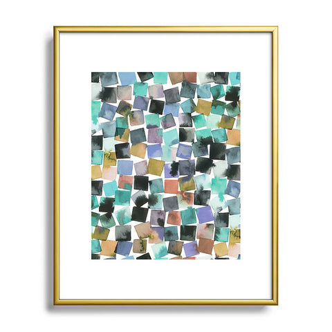 Ninola Design Watercolor plaids Blue Metal Framed Art Print