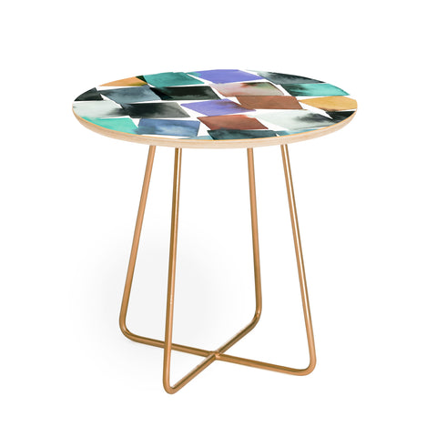 Ninola Design Watercolor plaids Blue Round Side Table