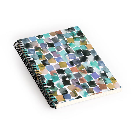 Ninola Design Watercolor plaids Blue Spiral Notebook