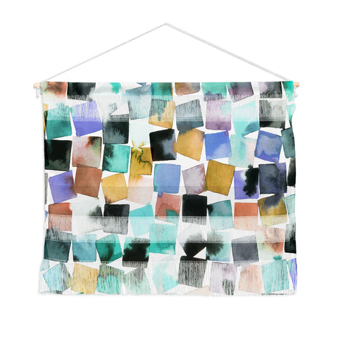 Ninola Design Watercolor plaids Blue Wall Hanging Landscape