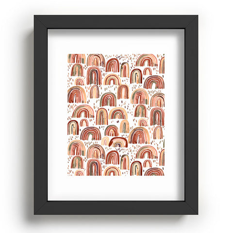 Ninola Design Watercolor Rainbows Terracota Recessed Framing Rectangle
