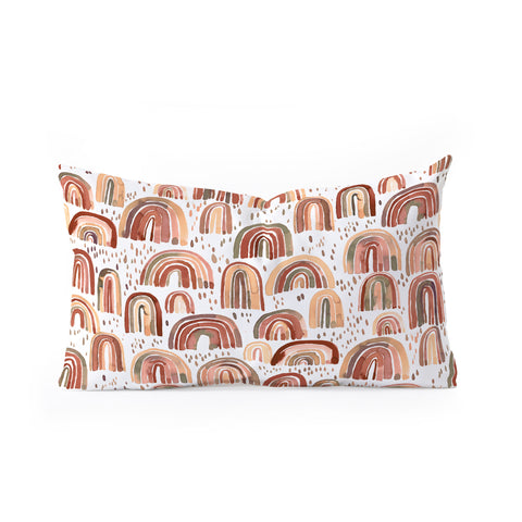 Ninola Design Watercolor Rainbows Terracota Oblong Throw Pillow