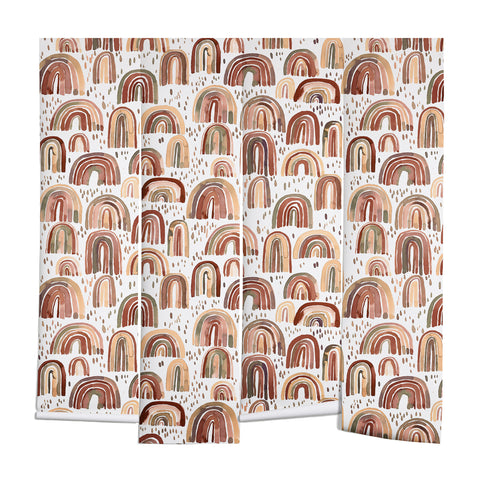 Ninola Design Watercolor Rainbows Terracota Wall Mural