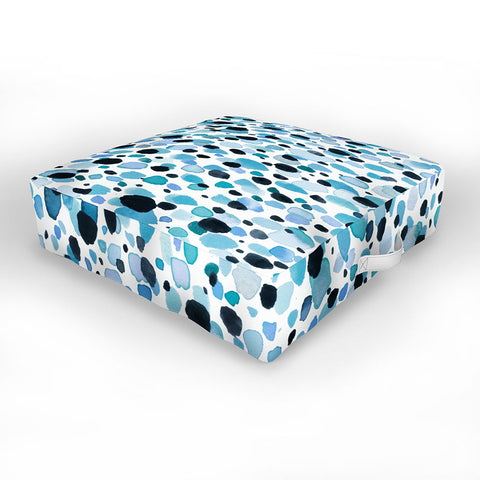 Ninola Design Watercolor Speckled Blue Outdoor Floor Cushion