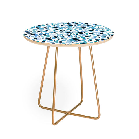Ninola Design Watercolor Speckled Blue Round Side Table