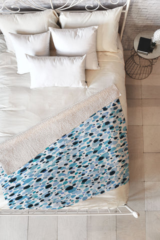 Ninola Design Watercolor Speckled Blue Fleece Throw Blanket