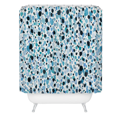 Ninola Design Watercolor Speckled Blue Shower Curtain